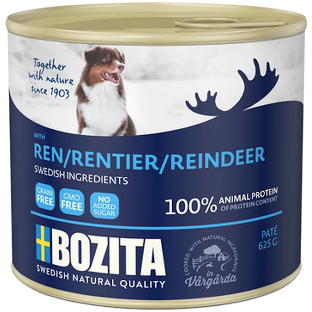 Paté Våtfôr for Hund med Rein 625g