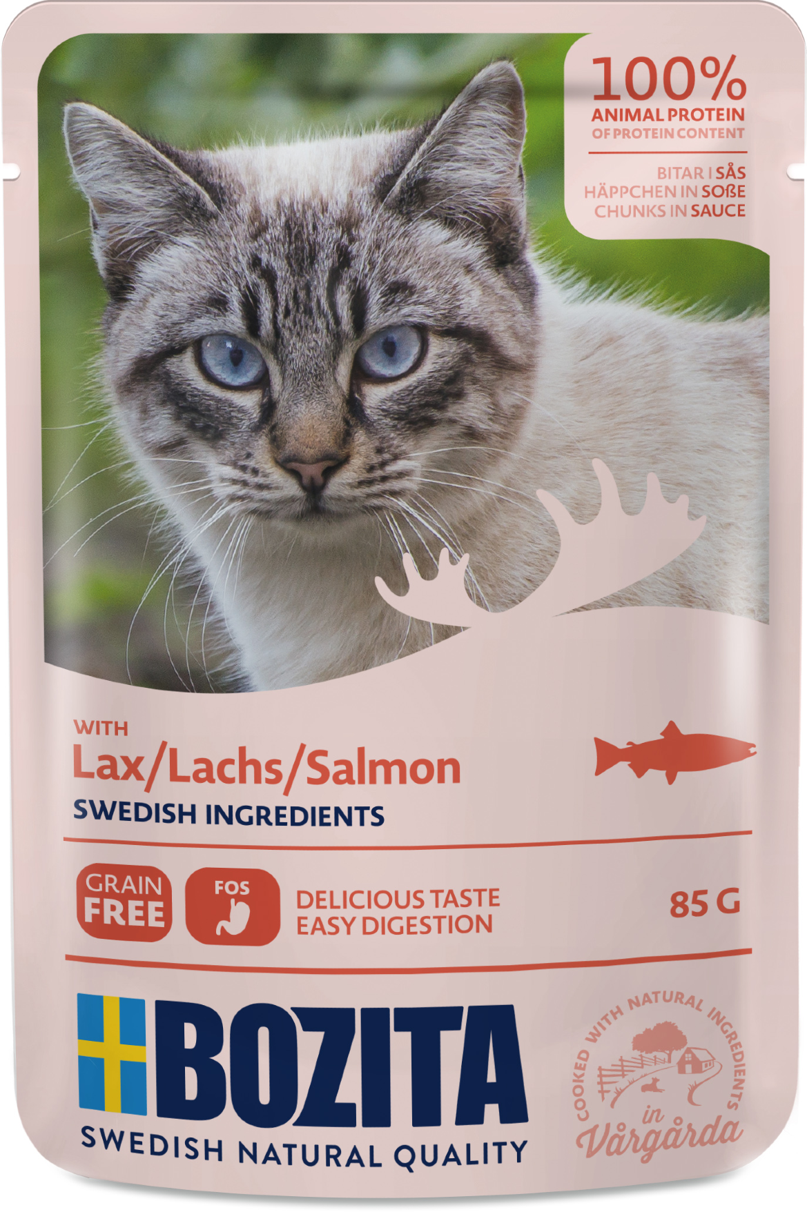 Biter i saus med laks