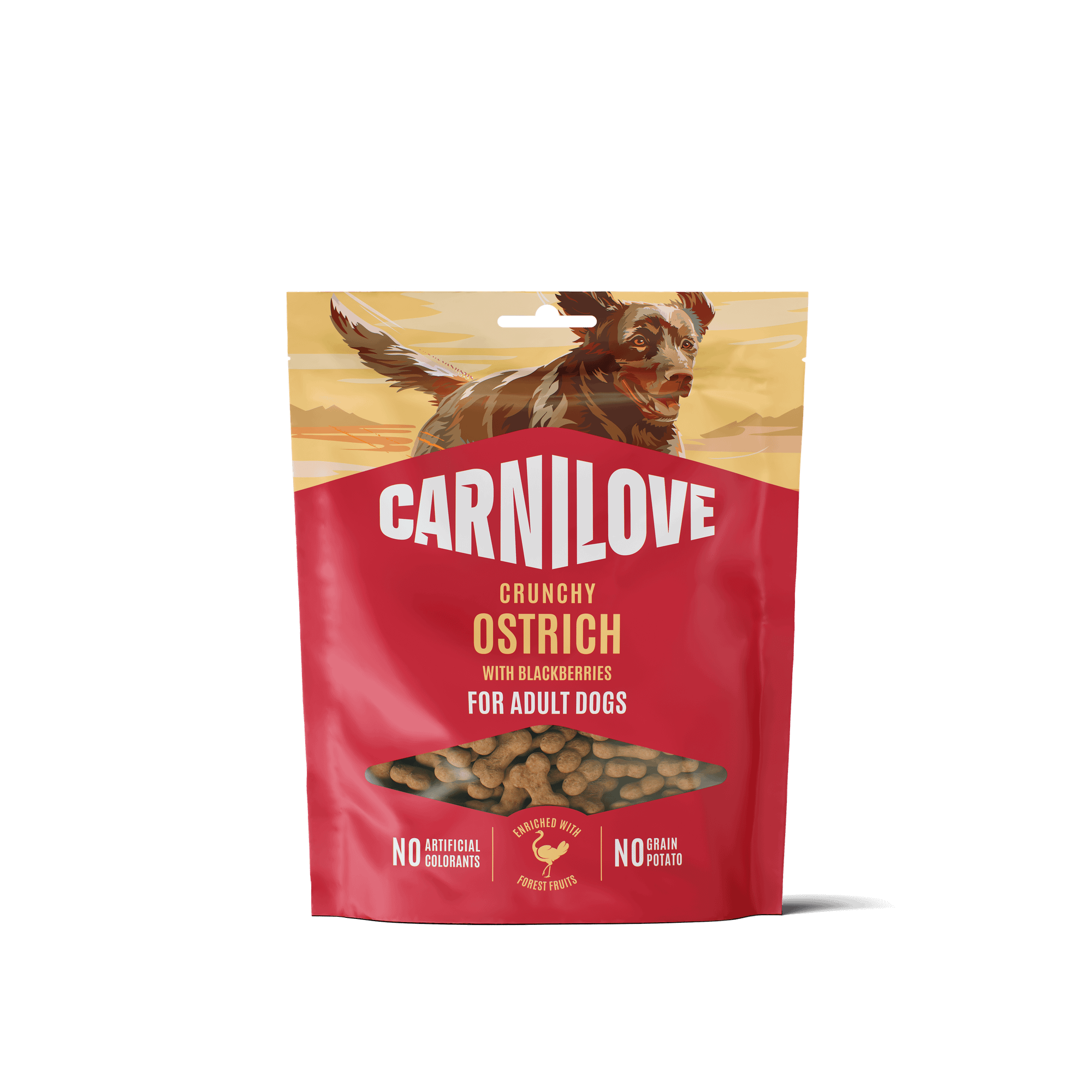 Dog Crunchy Snack Ostrich with Blackberries 200g