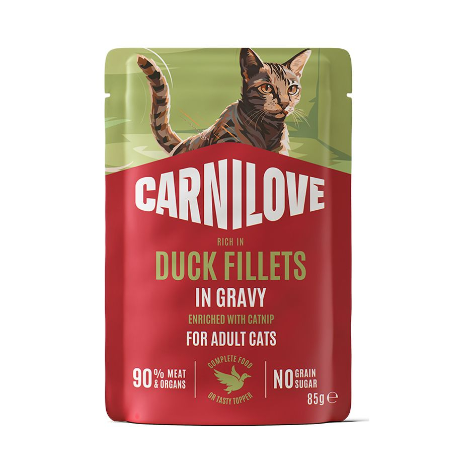 Cat Pouch Gravy Duck enriched with Catnip 85g