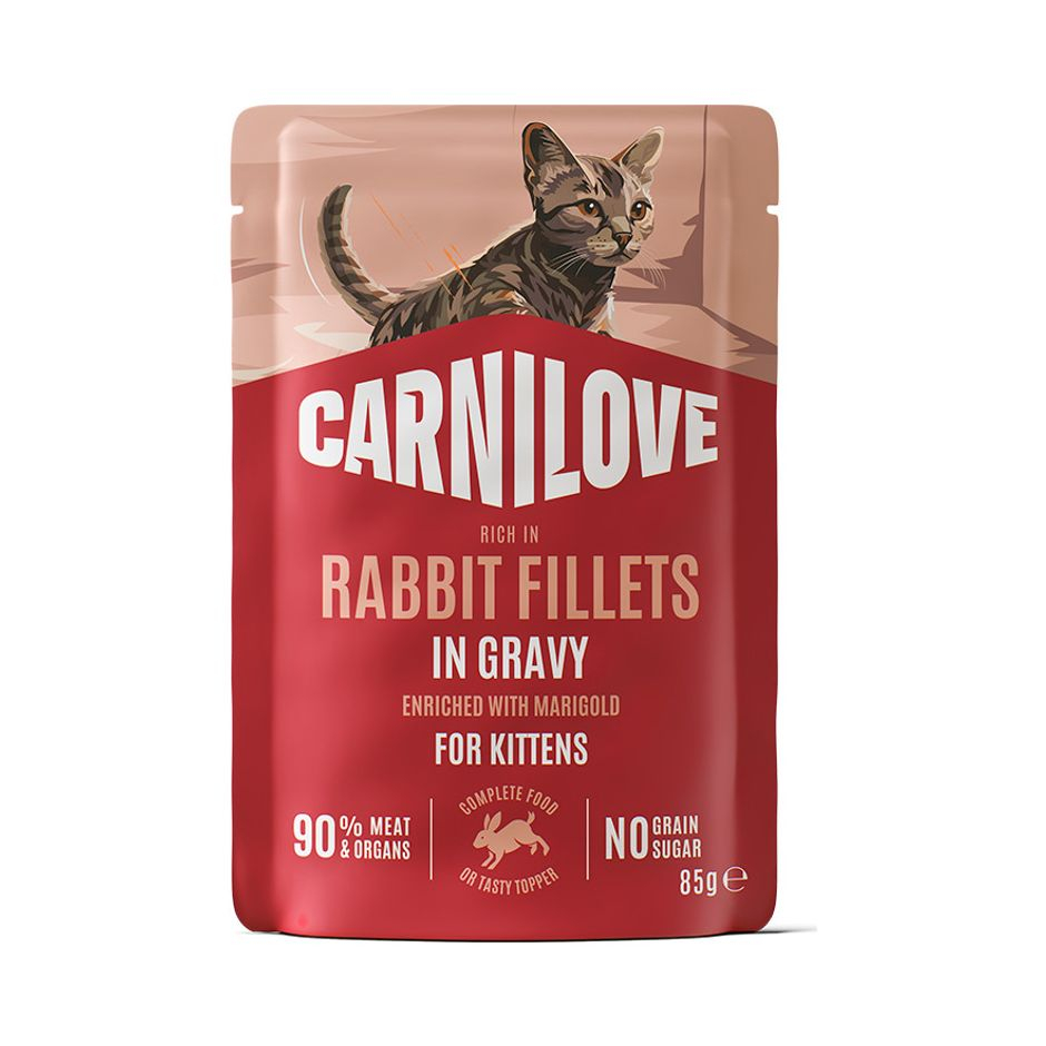 Cat Pouch Gravy Rabbit with Marigold Kitten 85g
