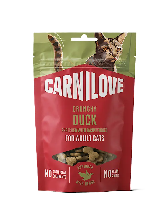 Cat Crunchy Snack Duck enr. with Raspberries 50g