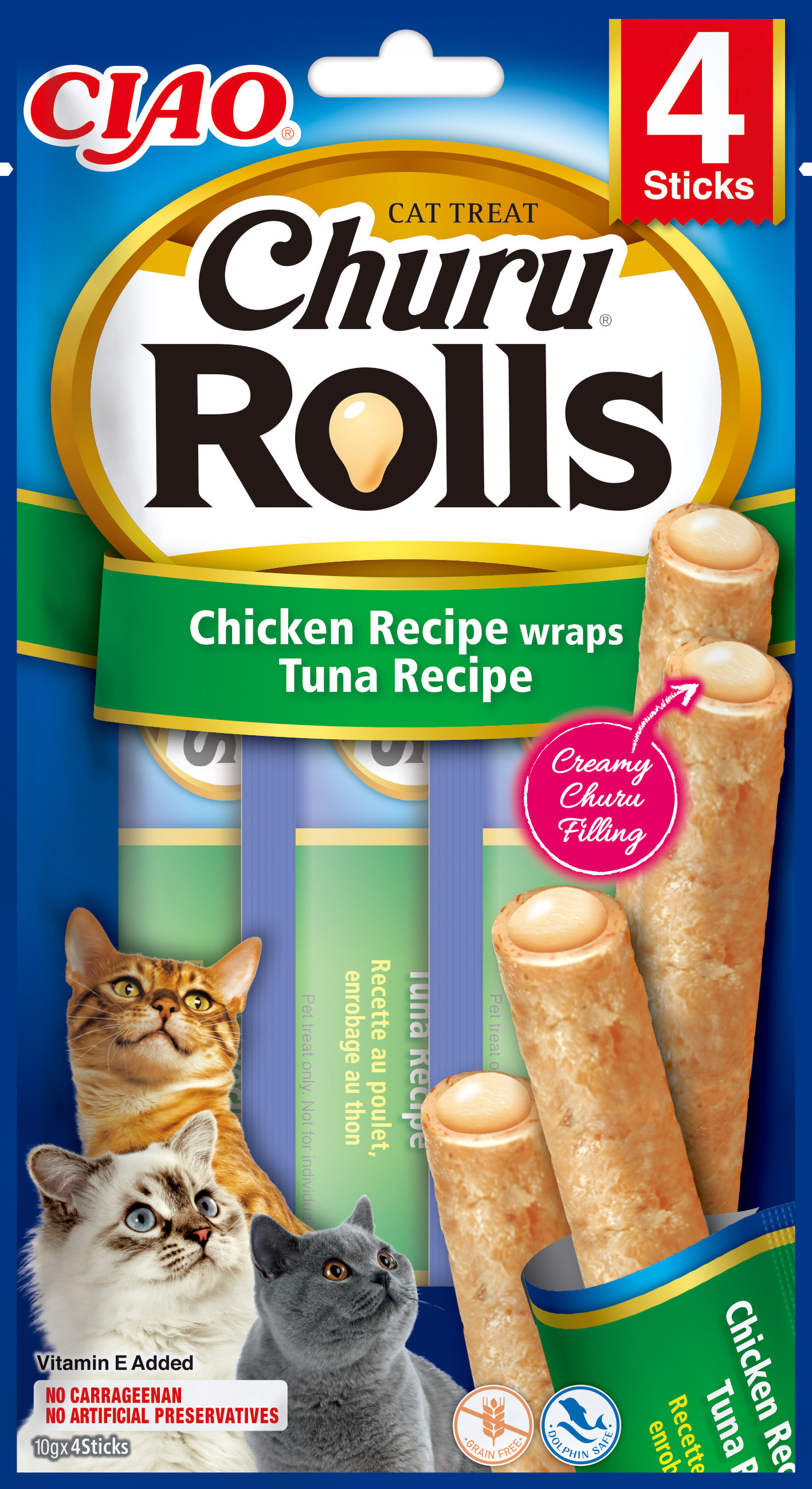 Cat Rolls Chicken wraps Tuna 4x10g
