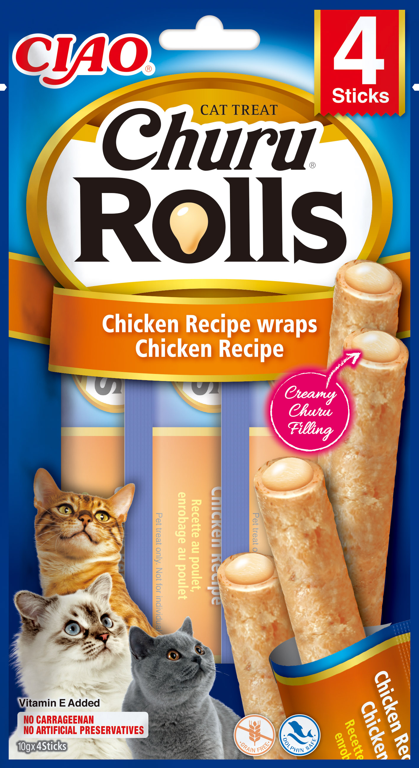 Cat Rolls Chicken wraps 4x10g