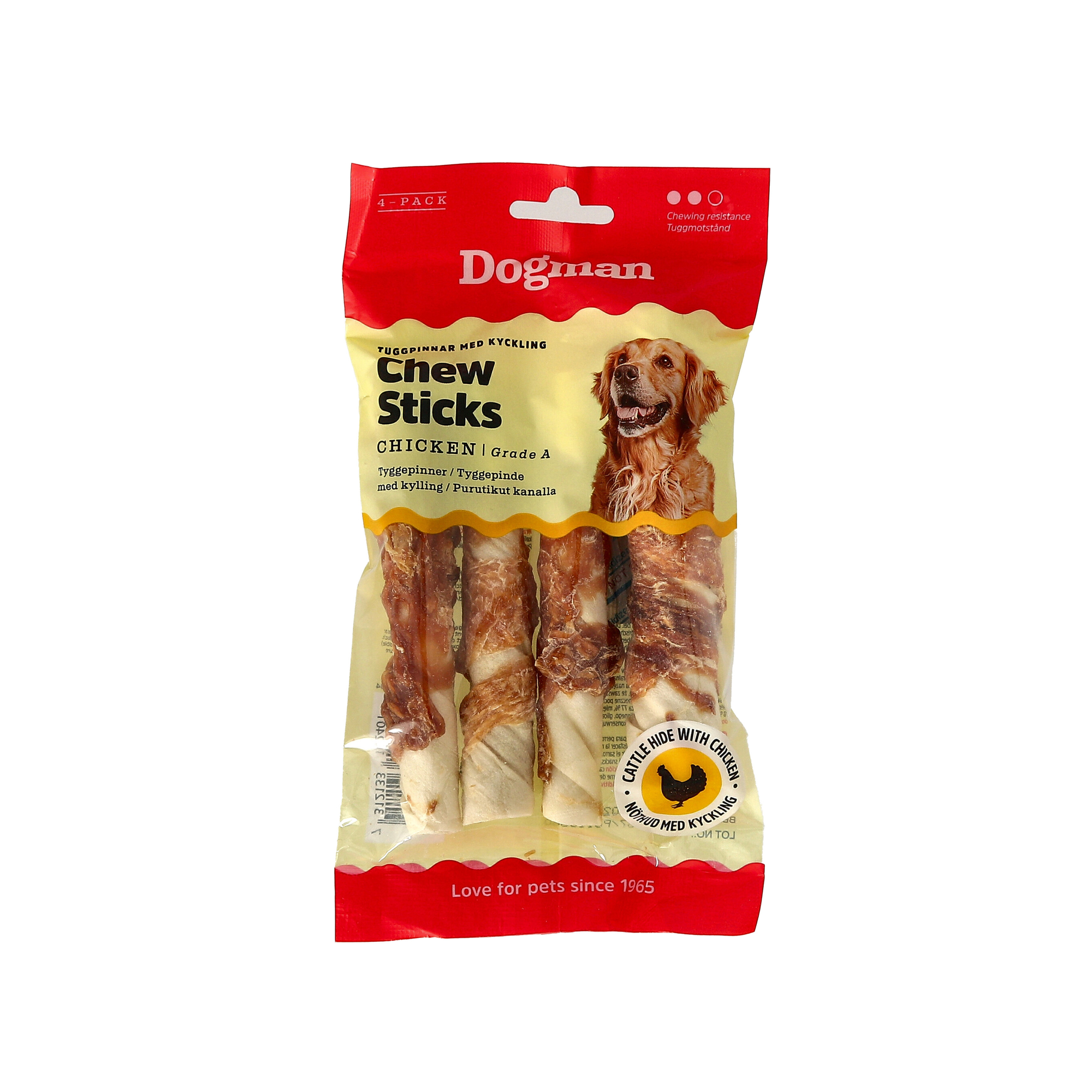 Tyggesticks med Kylling 4p Hvit 12,5cm