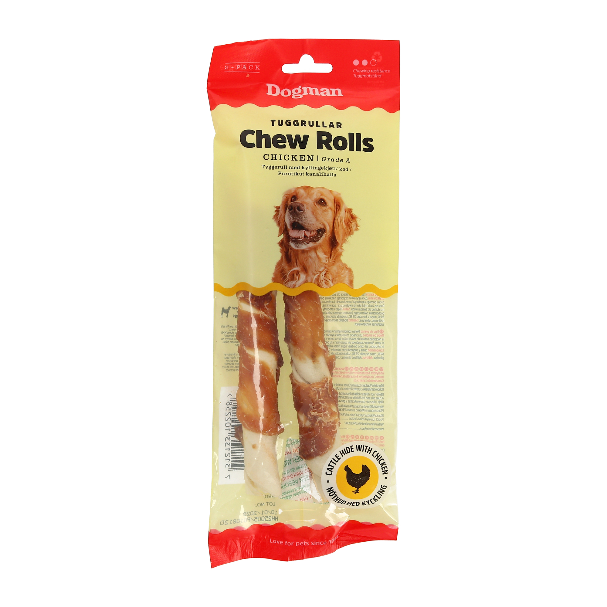 Tuggrullar med Kyckling 2p Vit 20cm