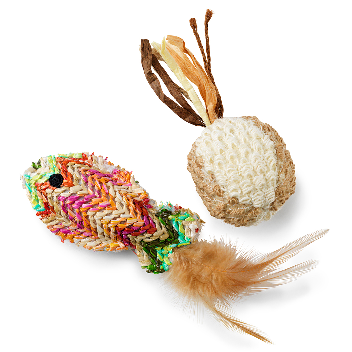 Kattleksak Natural Fisk Boll Flerfärgad