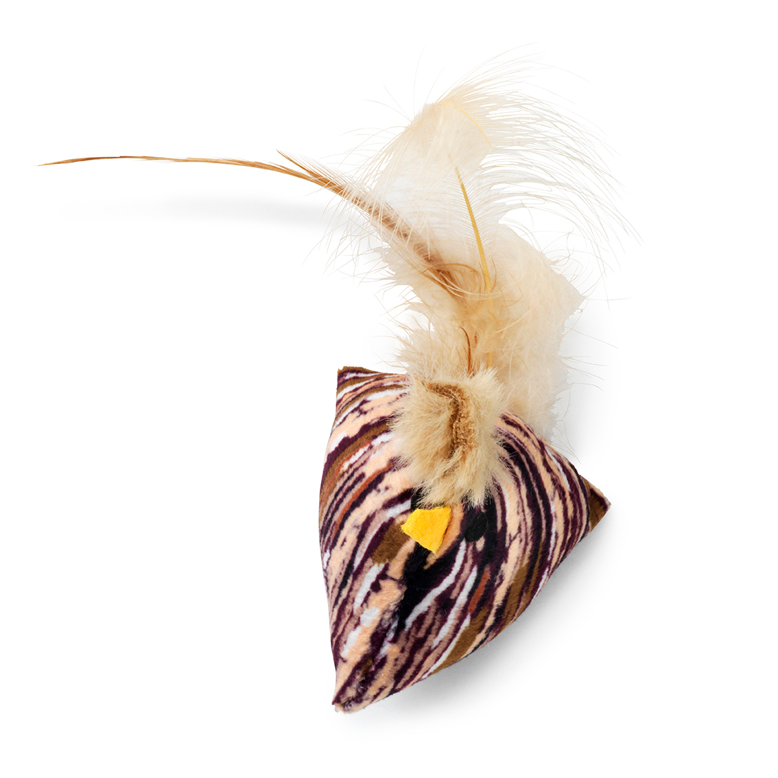 Fuzzy kissanlelu höyhenellä kolmikulma Ruskea