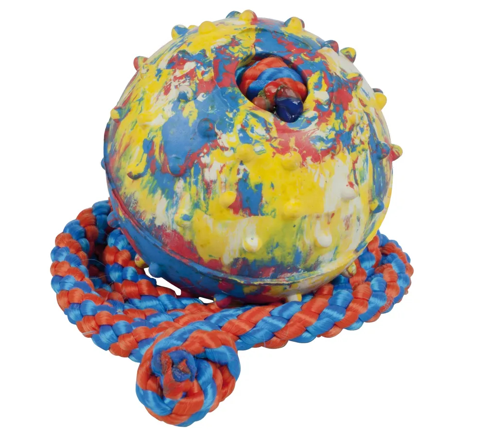 Gummiboll med långt snöre 50cm