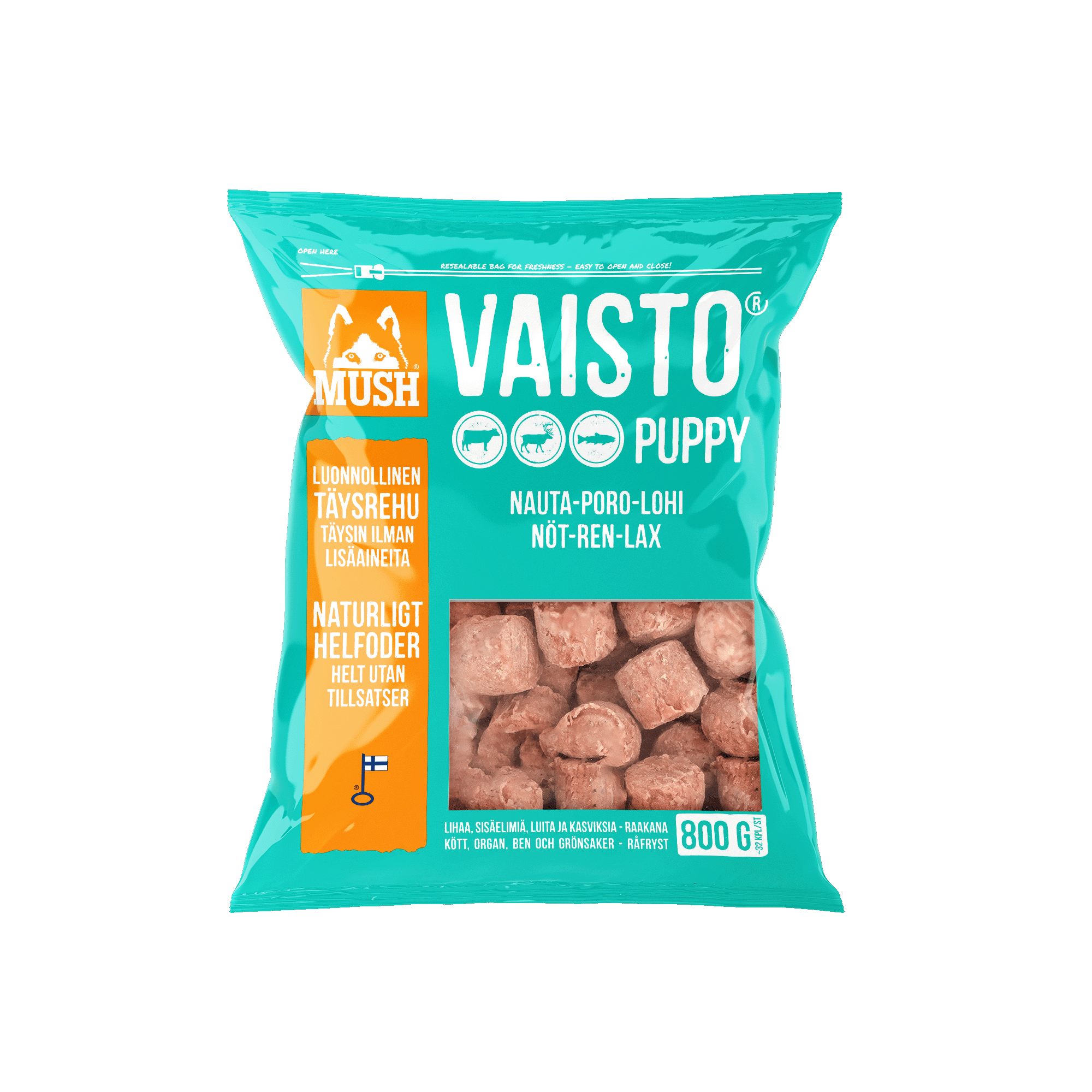 Mush Vaisto Jäänsininen Nauta-Poro-Lohi 800g