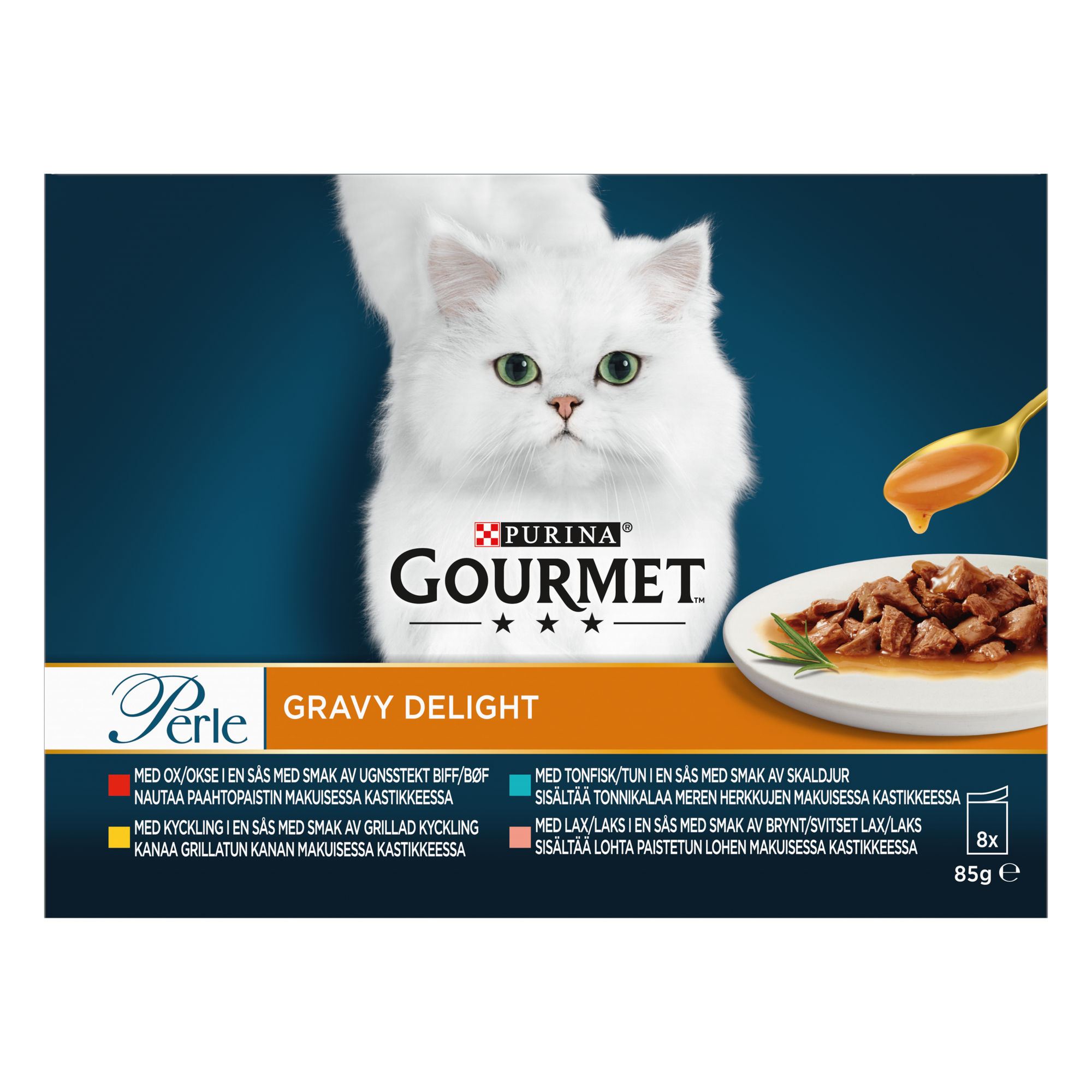 Perle Gravy Delight Våtfôr for katt 8x85g