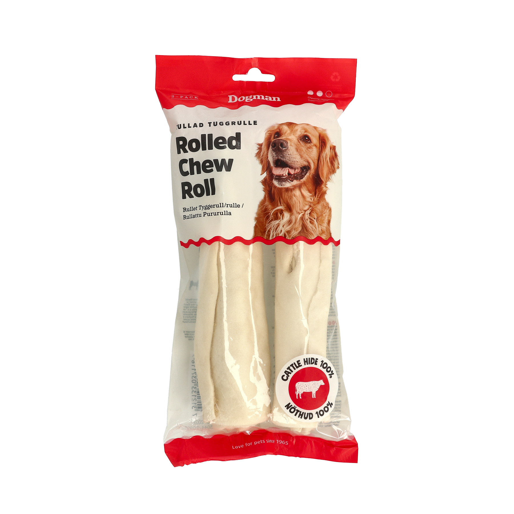 Tyggestang Rullet 2p Hvit 20cm