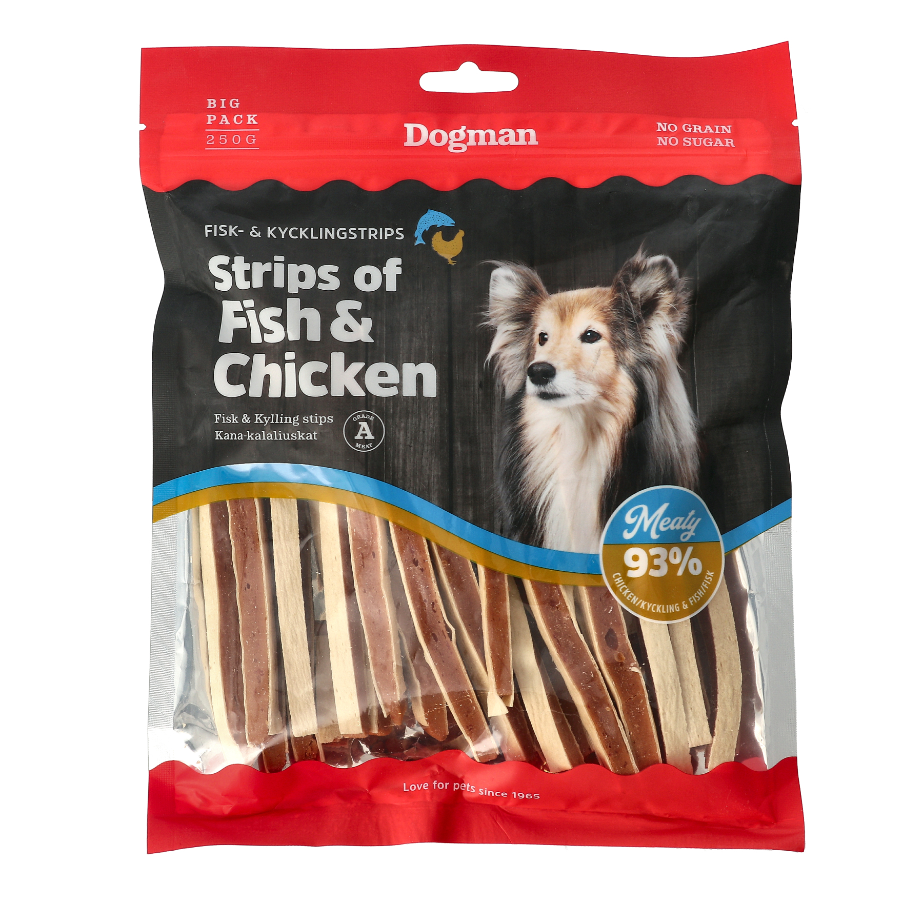 Strips of Fish & Chicken Hundegodis 250g