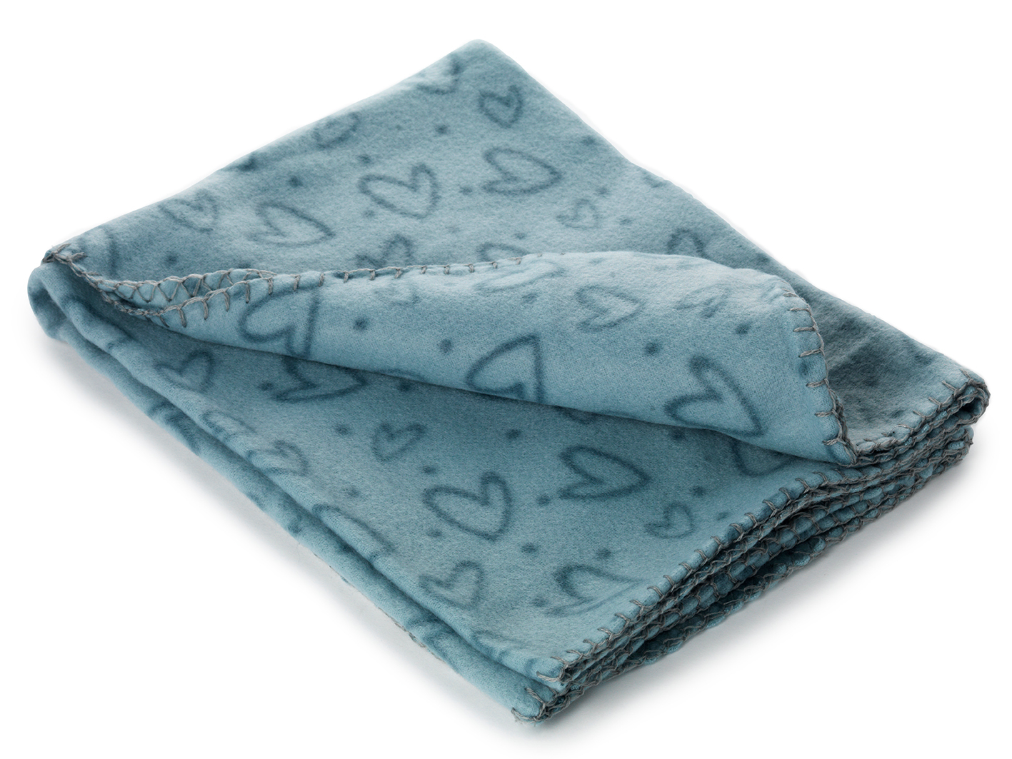 Fleecepeitto sydänkuviolla Turkoosi 100x70cm