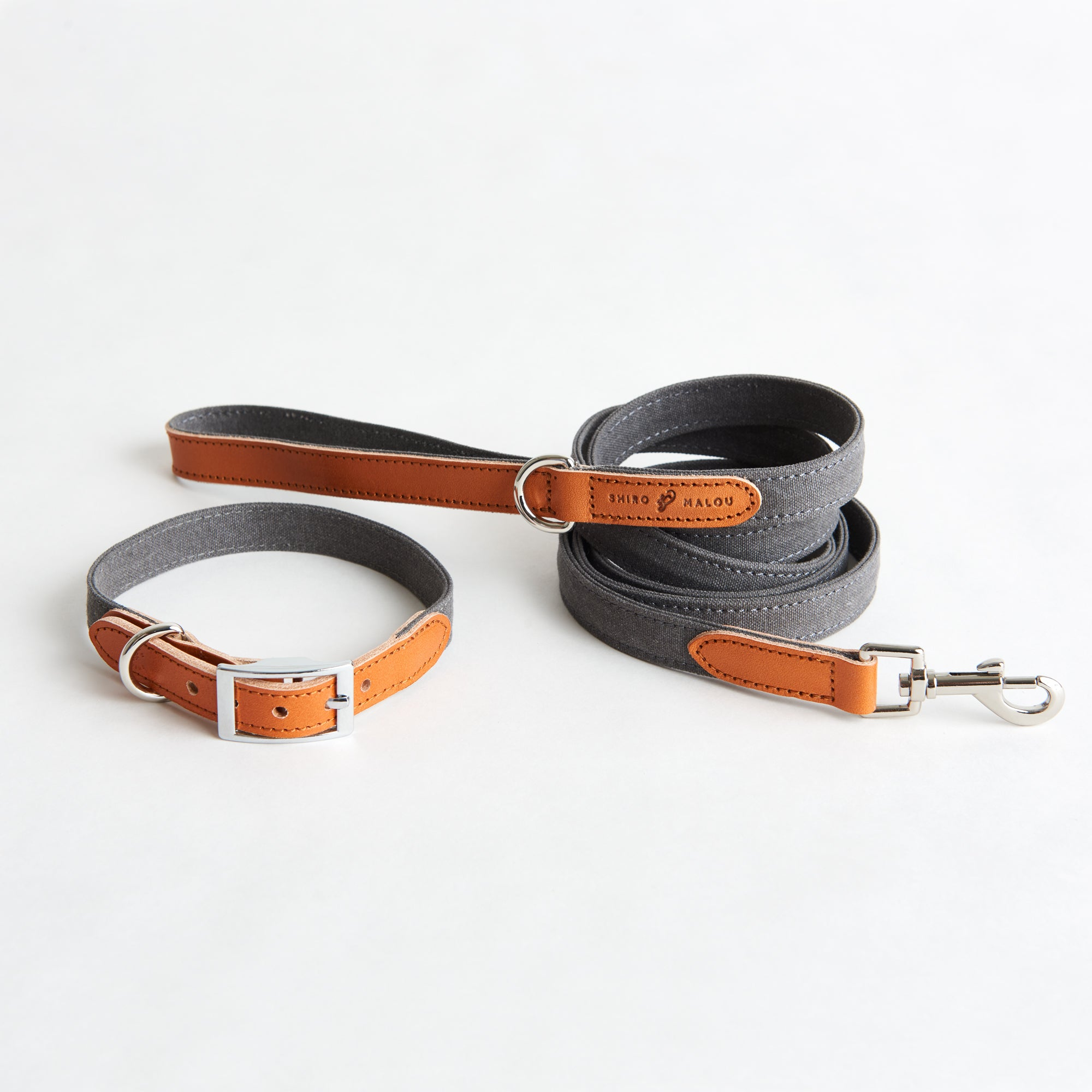 Hundehalsbånd Canvas/Lær Grå