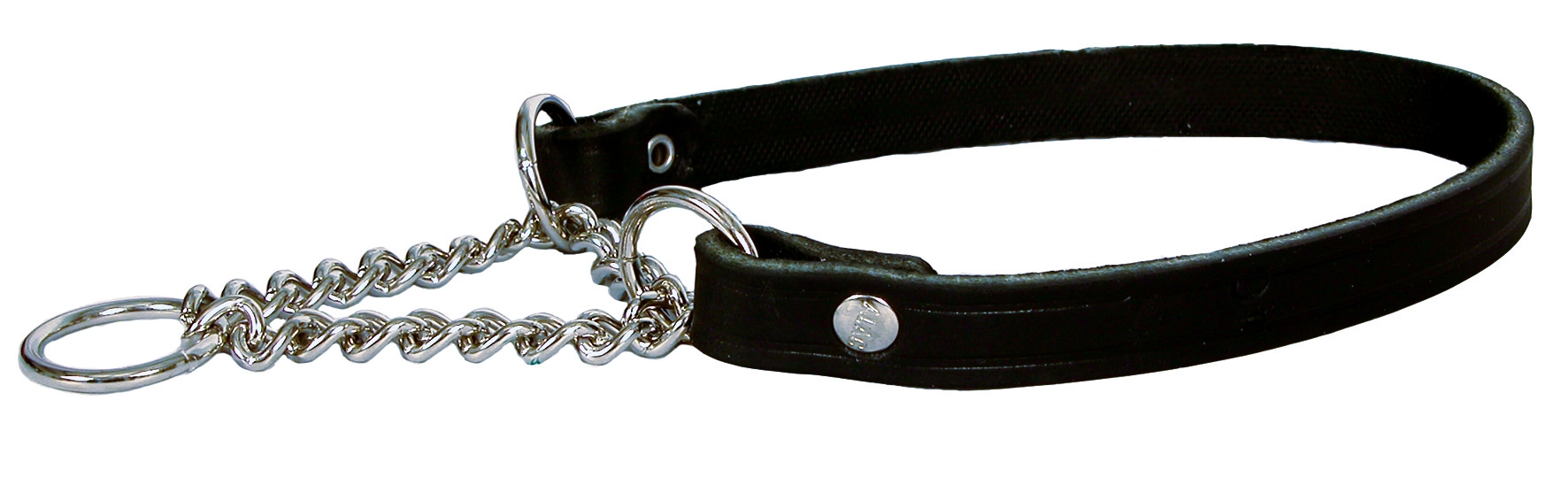 Lærhalsbånd Halvstrup Svart