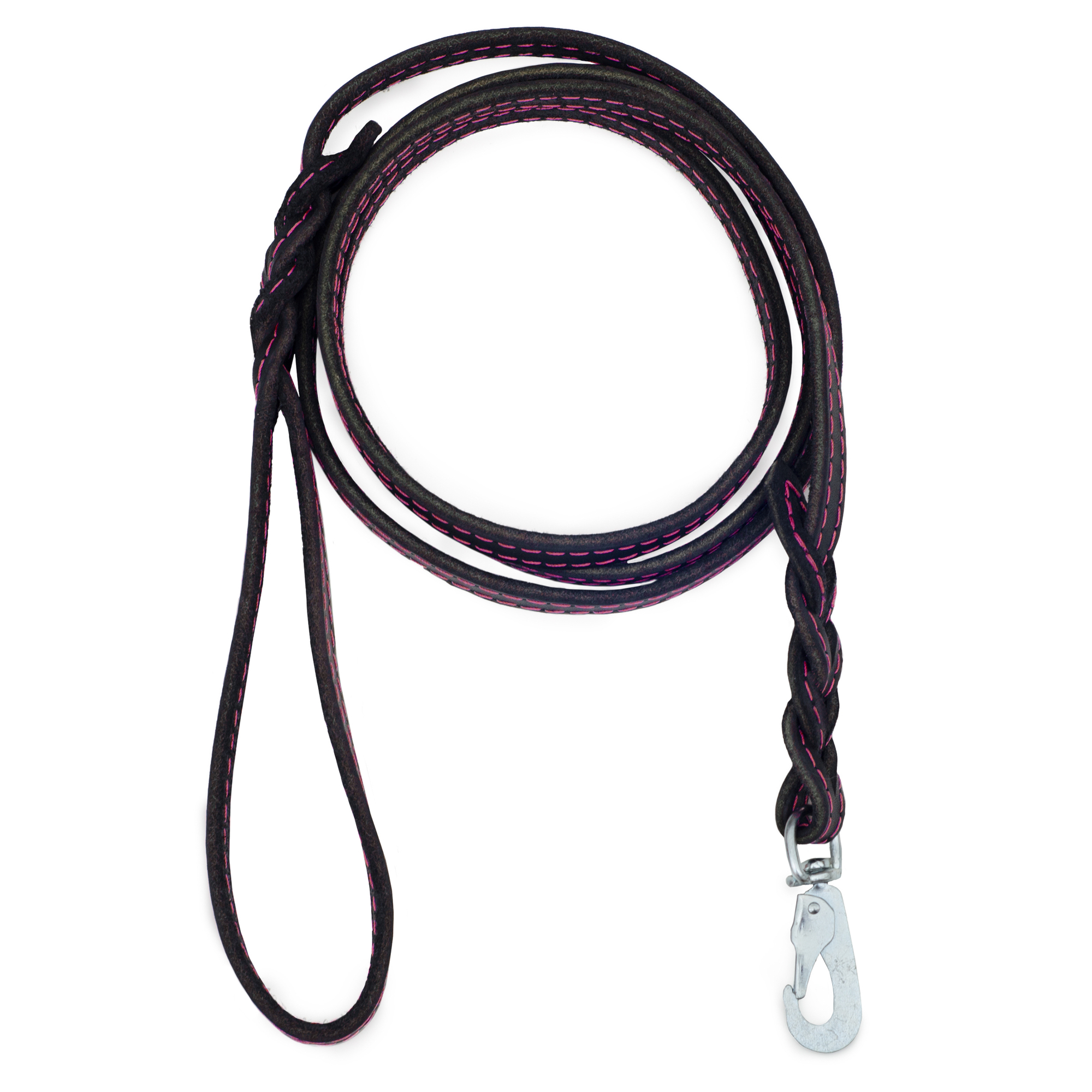 Talutushihna koristeompeleella nahka Vaaleanpunainen