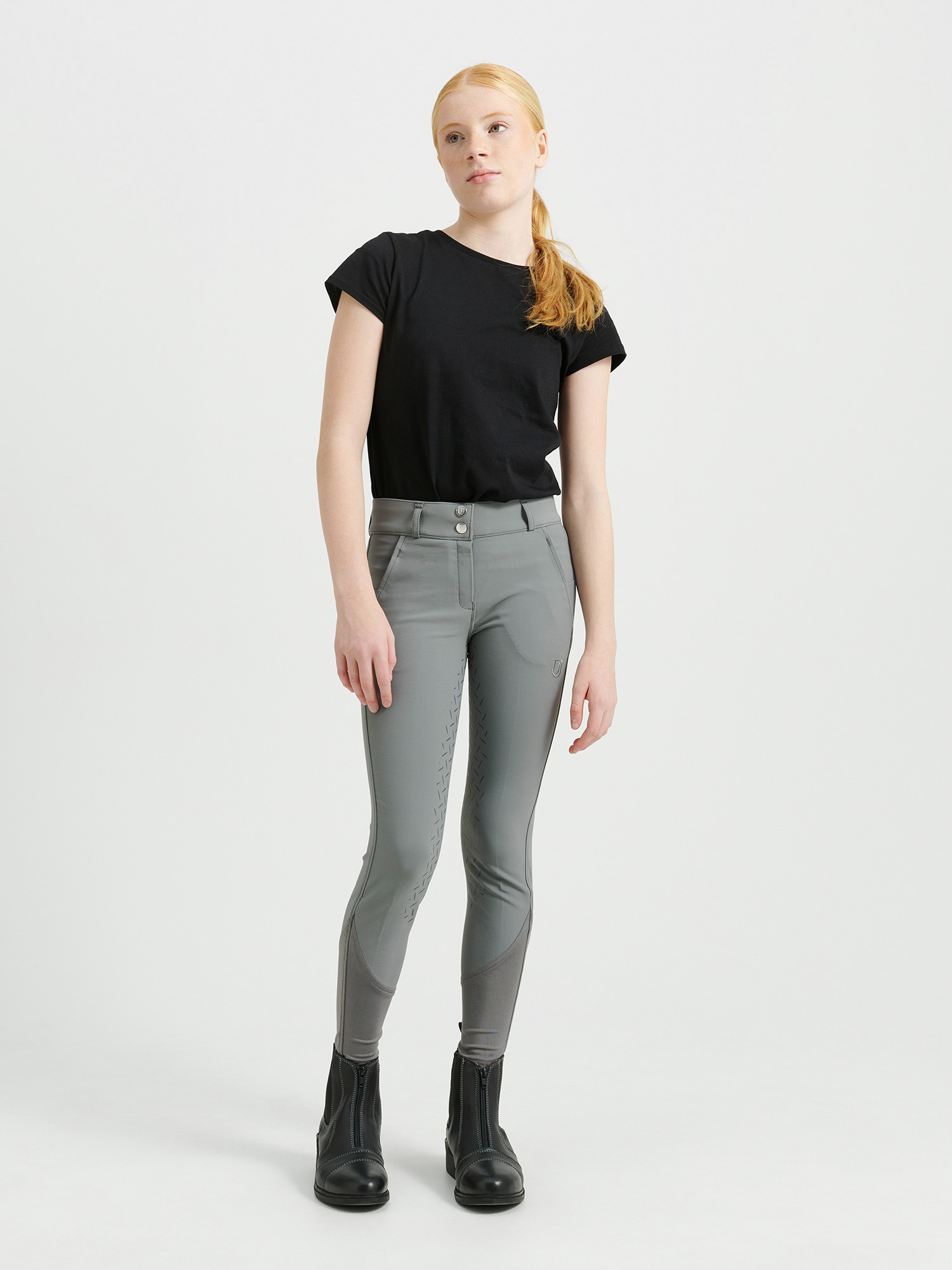 Rigmor Junior ratsastushousut polvipaikat Harmaa