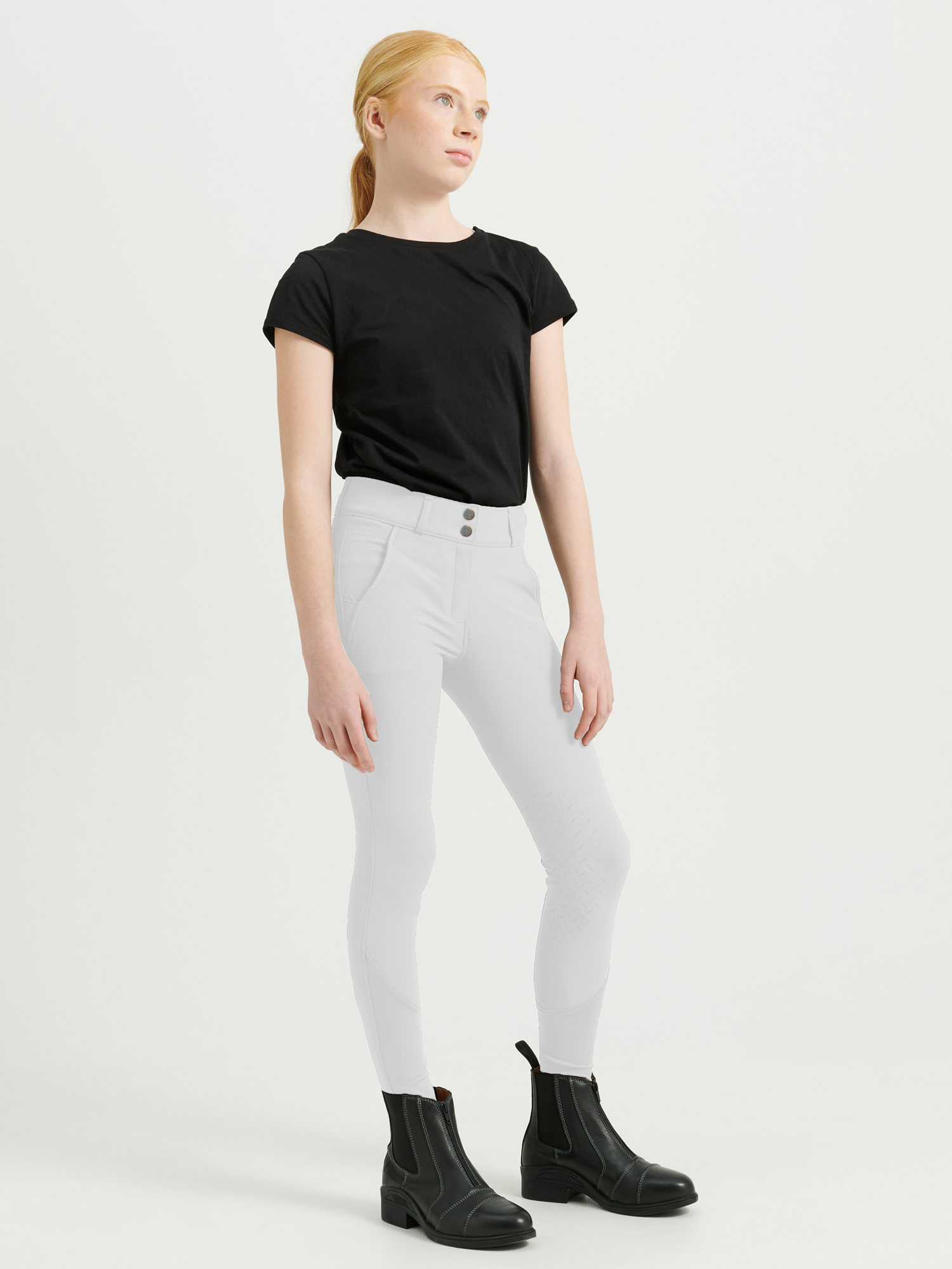 Rigmor Junior ratsastushousut polvipaikat Valkoinen