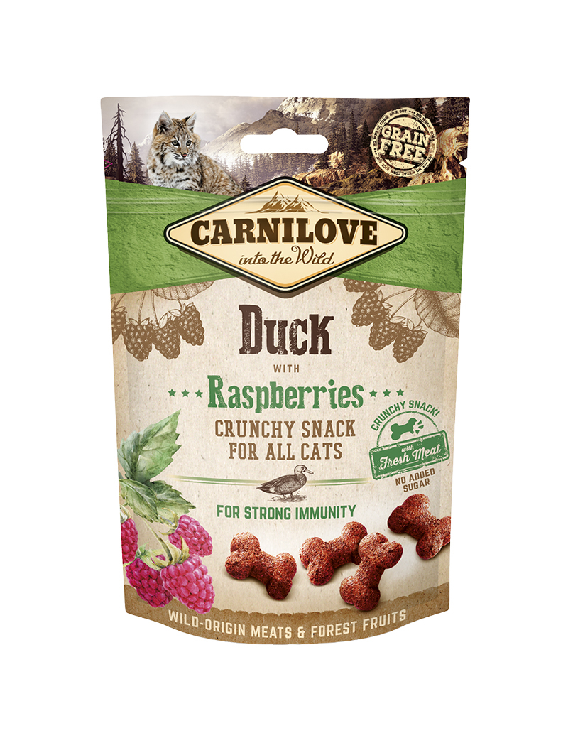 Crunchy Snack Duck & Raspberry Kattgodis 50g