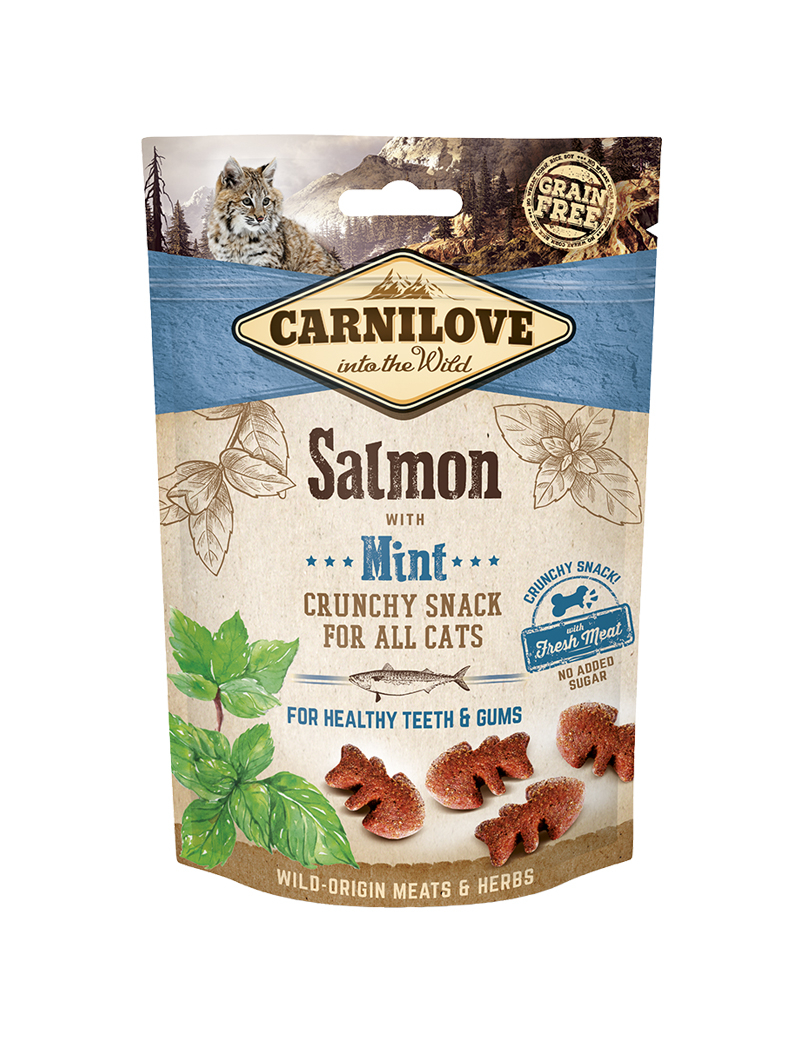Crunchy Snack Salmon & Mint Kattgodis 50g